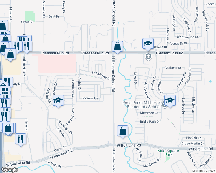 map of restaurants, bars, coffee shops, grocery stores, and more near 2522 Sunset Drive in Lancaster