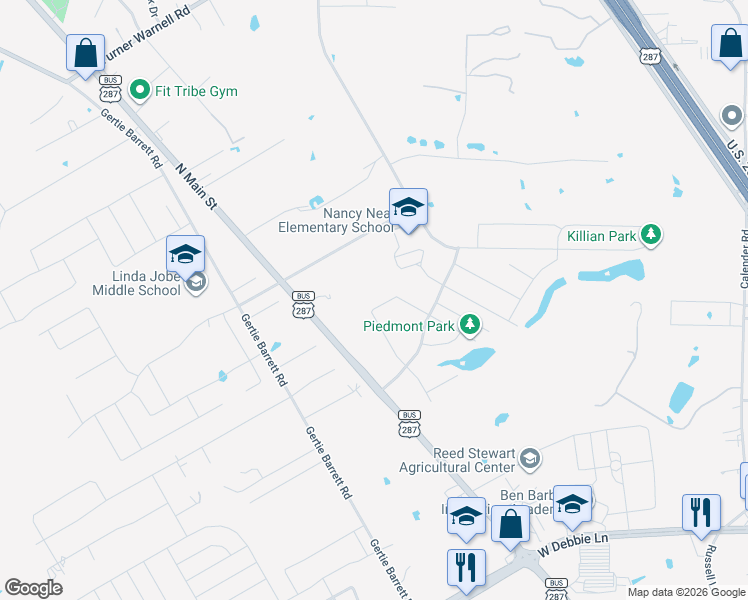 map of restaurants, bars, coffee shops, grocery stores, and more near 1516 Piedmont Drive in Mansfield