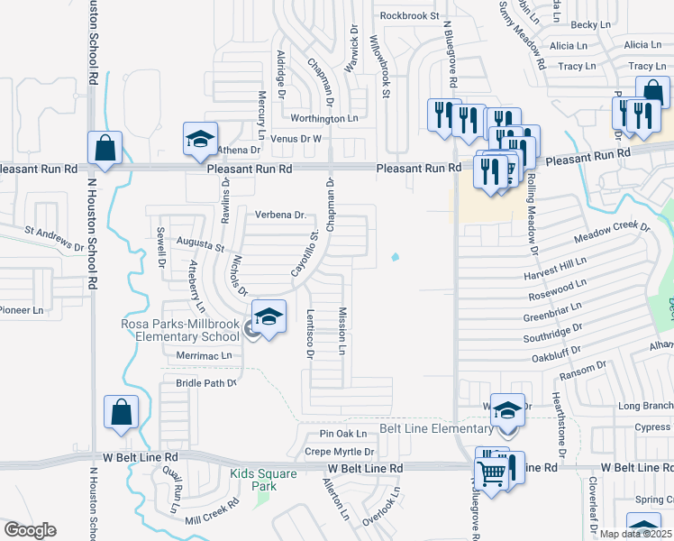 map of restaurants, bars, coffee shops, grocery stores, and more near 1927 Tulia Street in Lancaster