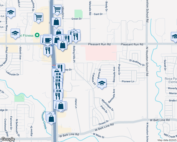 map of restaurants, bars, coffee shops, grocery stores, and more near 739 Catalina Drive in Lancaster