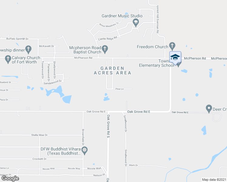 map of restaurants, bars, coffee shops, grocery stores, and more near 1420 Pine Lane in Fort Worth
