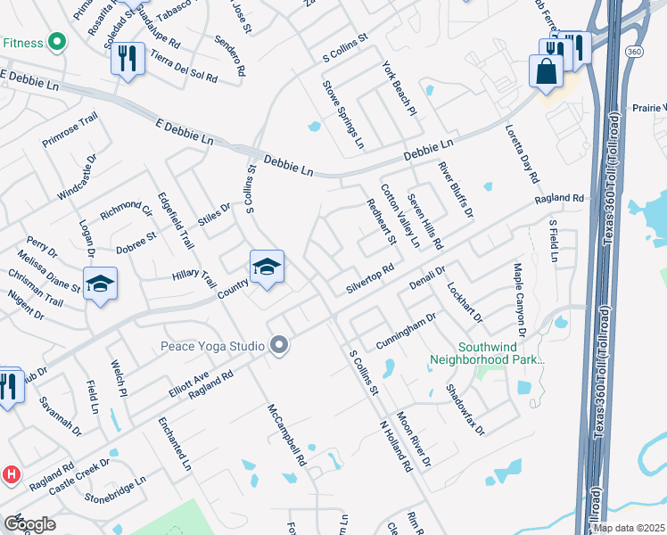 map of restaurants, bars, coffee shops, grocery stores, and more near 8418 Vinetree Drive in Arlington
