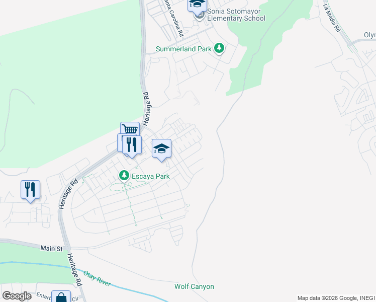 map of restaurants, bars, coffee shops, grocery stores, and more near 1234 Camino Prado in Chula Vista