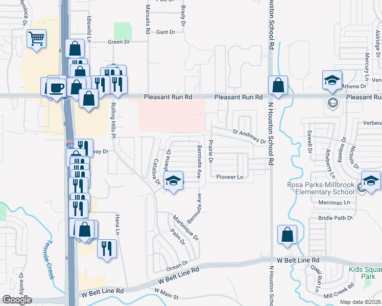 map of restaurants, bars, coffee shops, grocery stores, and more near 2830 Saint Thomas Lane in Lancaster