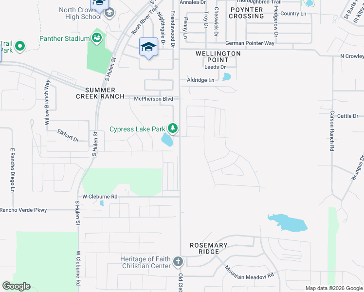map of restaurants, bars, coffee shops, grocery stores, and more near 9759 West Cleburne Road in Crowley