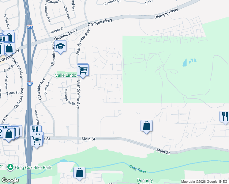 map of restaurants, bars, coffee shops, grocery stores, and more near 1648 Pescadero Point Court in Chula Vista