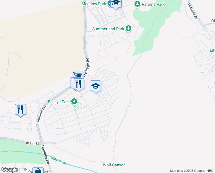 map of restaurants, bars, coffee shops, grocery stores, and more near 1225 Camino Avalon in Chula Vista