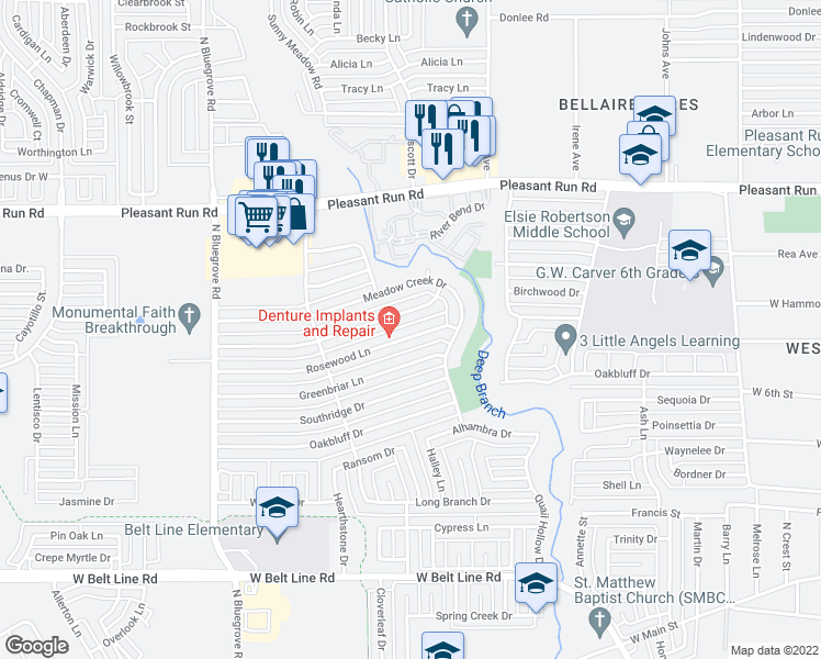 map of restaurants, bars, coffee shops, grocery stores, and more near 1129 Rosewood Lane in Lancaster