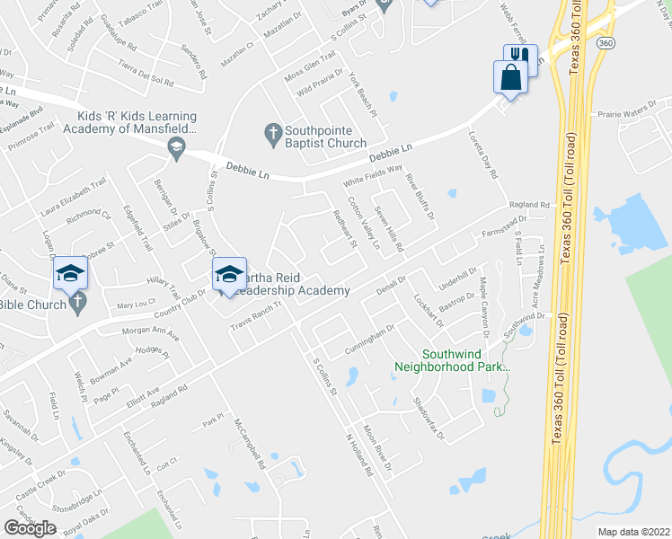 map of restaurants, bars, coffee shops, grocery stores, and more near 600 Malletwood Road in Arlington