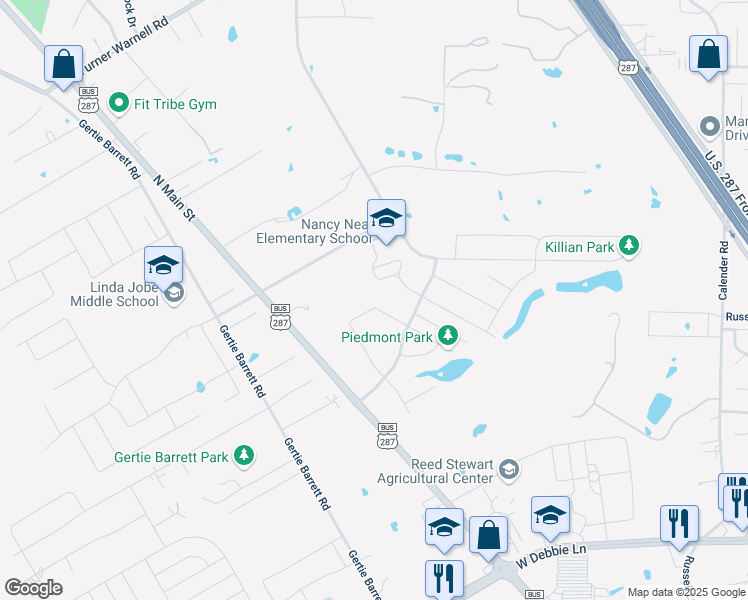 map of restaurants, bars, coffee shops, grocery stores, and more near 200 Nelson-Wyatt Road in Mansfield