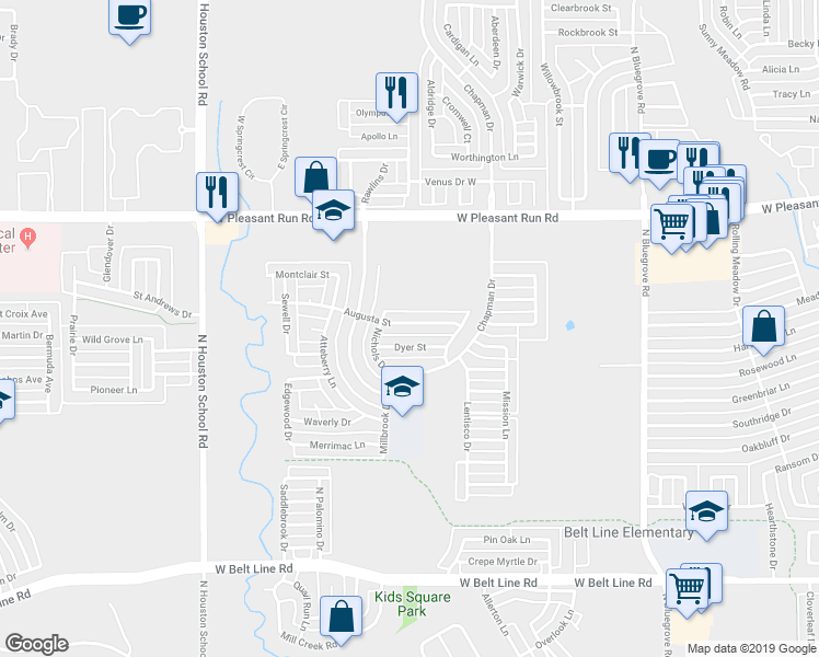 map of restaurants, bars, coffee shops, grocery stores, and more near 2110 Augusta Street in Lancaster