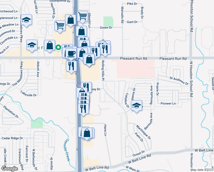 map of restaurants, bars, coffee shops, grocery stores, and more near 3200 Gateway Drive in Lancaster