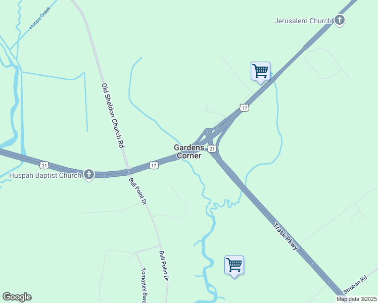 map of restaurants, bars, coffee shops, grocery stores, and more near in Gardens Corner