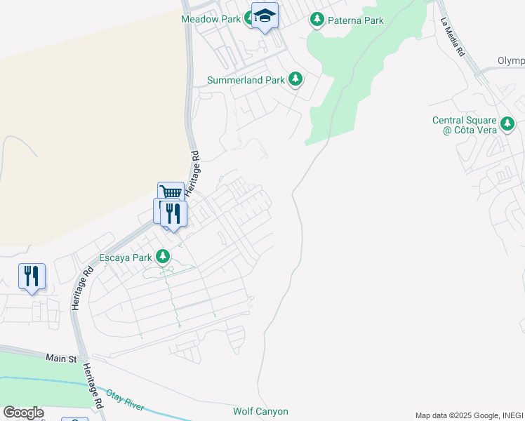 map of restaurants, bars, coffee shops, grocery stores, and more near 1394 Camino Carmelo in Chula Vista