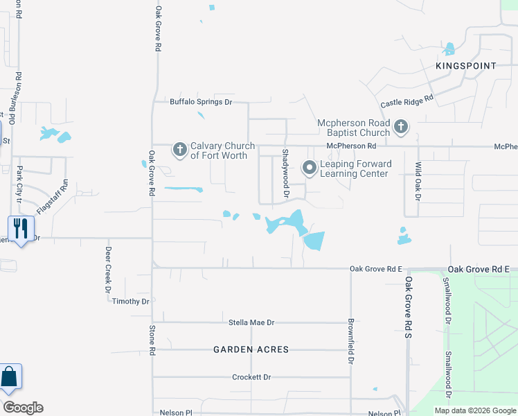 map of restaurants, bars, coffee shops, grocery stores, and more near 10649 Towerwood Drive in Fort Worth