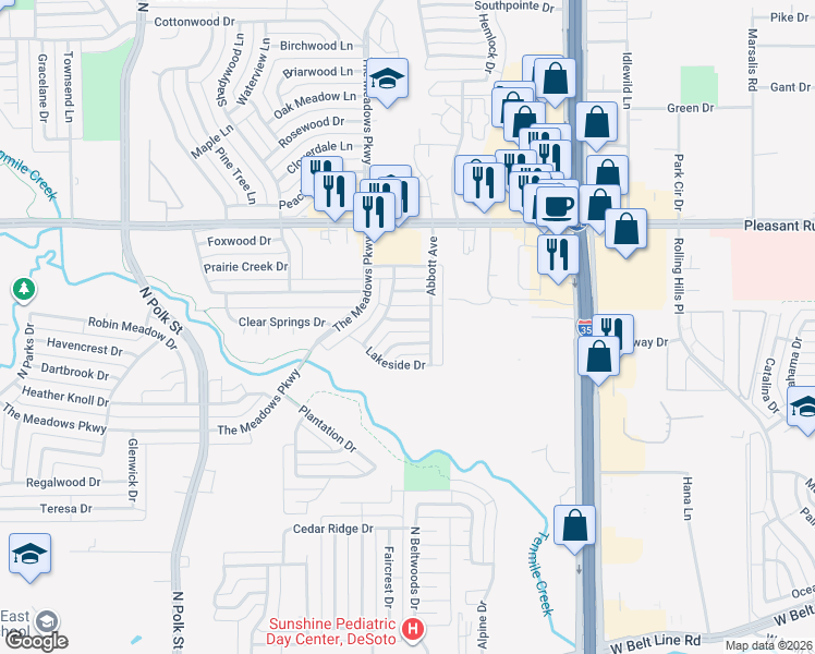 map of restaurants, bars, coffee shops, grocery stores, and more near 1124 Versailles Ave in DeSoto