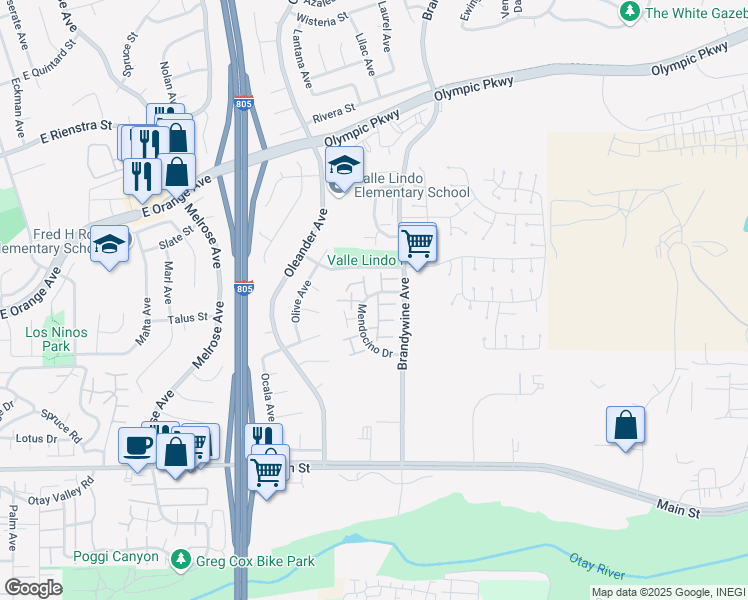 map of restaurants, bars, coffee shops, grocery stores, and more near in Chula Vista