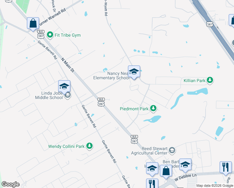 map of restaurants, bars, coffee shops, grocery stores, and more near 184 Nelson-Wyatt Road in Mansfield