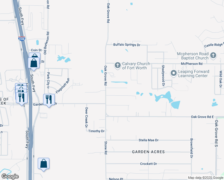 map of restaurants, bars, coffee shops, grocery stores, and more near 712 Bluebird Street in Fort Worth