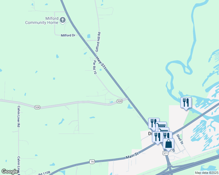 map of restaurants, bars, coffee shops, grocery stores, and more near 195 Newt Brown Road in Minden