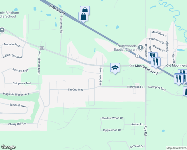 map of restaurants, bars, coffee shops, grocery stores, and more near 4926 Players Loop in Shreveport