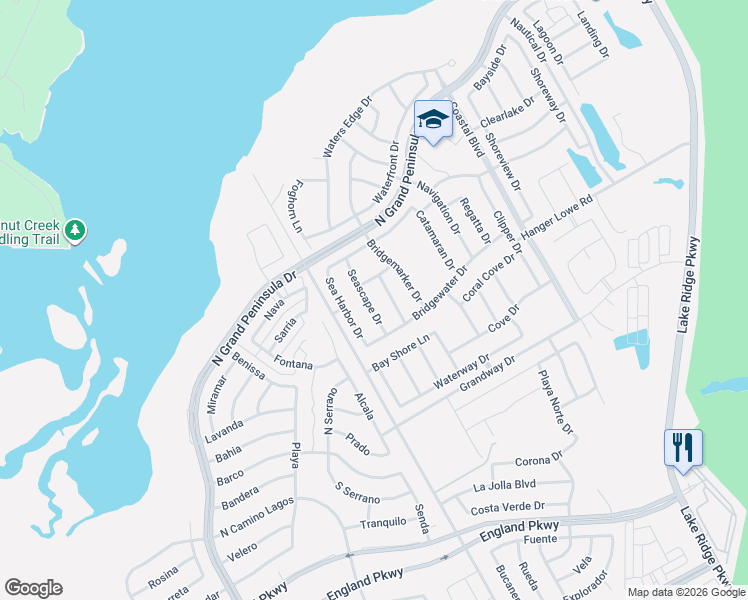 map of restaurants, bars, coffee shops, grocery stores, and more near 6944 Seascape Dr in Grand Prairie
