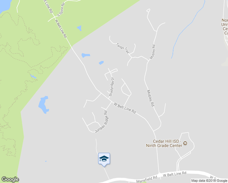 map of restaurants, bars, coffee shops, grocery stores, and more near 5 Shadyridge Drive in Cedar Hill