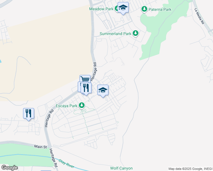 map of restaurants, bars, coffee shops, grocery stores, and more near 1124 Calle Obsidiana in Chula Vista