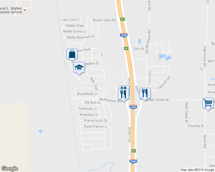 map of restaurants, bars, coffee shops, grocery stores, and more near 10701 Ivy Creek Lane in Fort Worth
