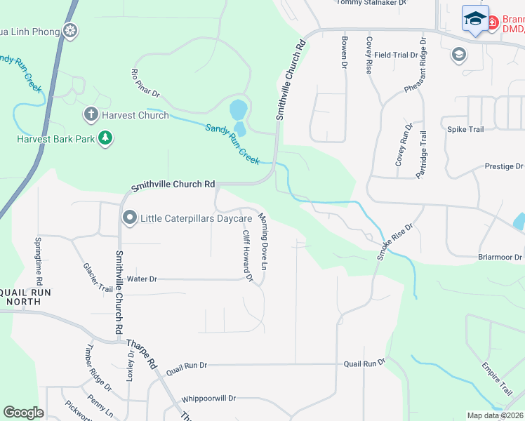 map of restaurants, bars, coffee shops, grocery stores, and more near 207 Morning Dove Lane in Warner Robins