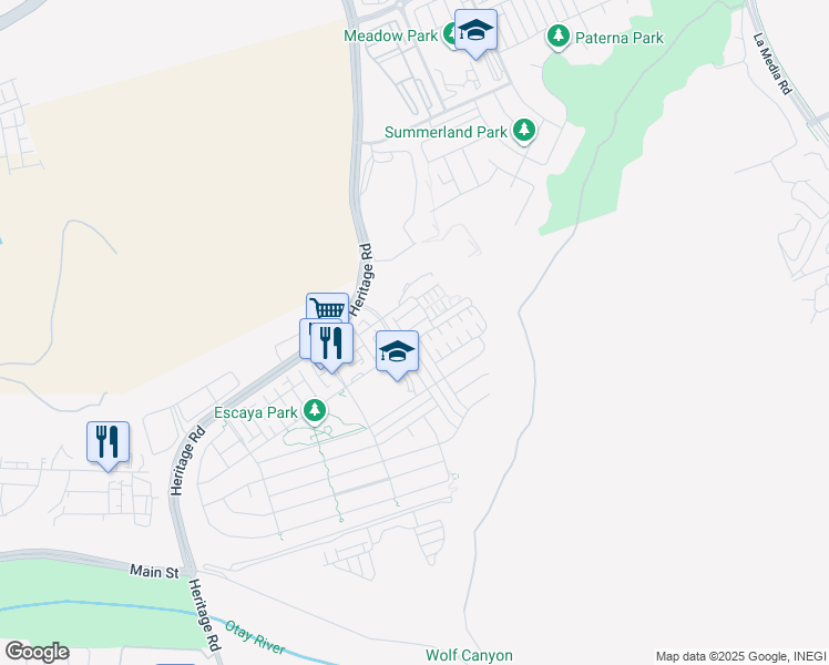 map of restaurants, bars, coffee shops, grocery stores, and more near 1124 Calle Obsidiana in Chula Vista