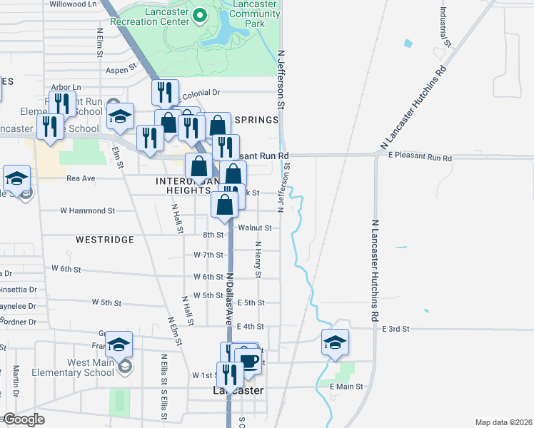 map of restaurants, bars, coffee shops, grocery stores, and more near 210 East Hammond Avenue in Lancaster