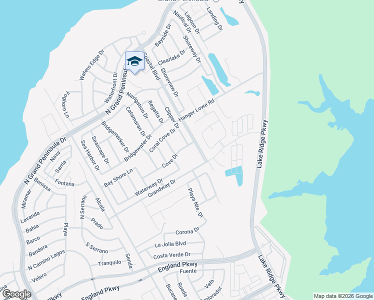 map of restaurants, bars, coffee shops, grocery stores, and more near 2603 Cove Drive in Grand Prairie