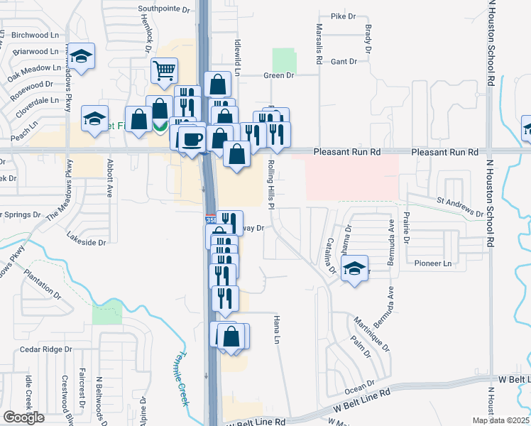 map of restaurants, bars, coffee shops, grocery stores, and more near 3200 Gateway Drive in Lancaster