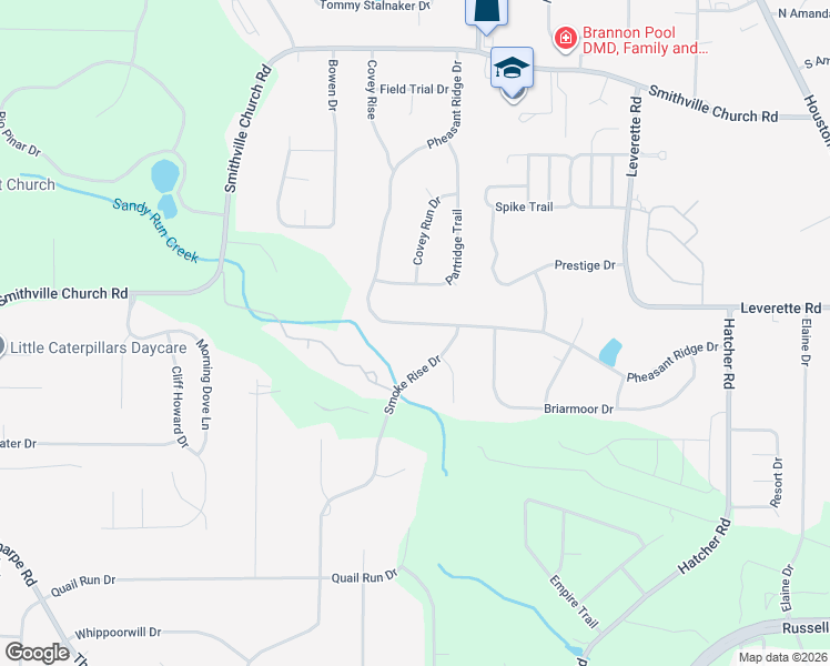 map of restaurants, bars, coffee shops, grocery stores, and more near 505 Pheasant Ridge Drive in Warner Robins