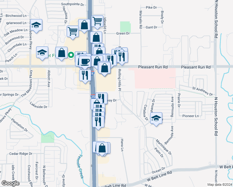 map of restaurants, bars, coffee shops, grocery stores, and more near 3200 Gateway Drive in Lancaster