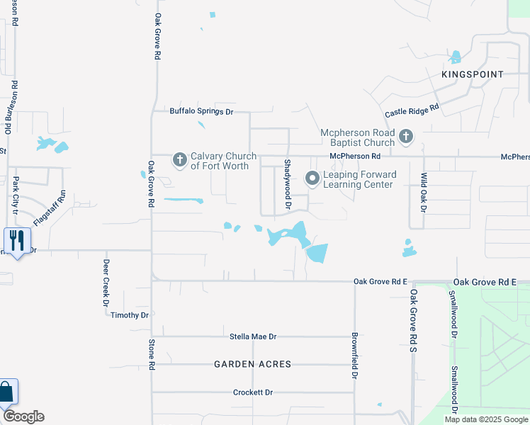 map of restaurants, bars, coffee shops, grocery stores, and more near 10649 Towerwood Drive in Fort Worth