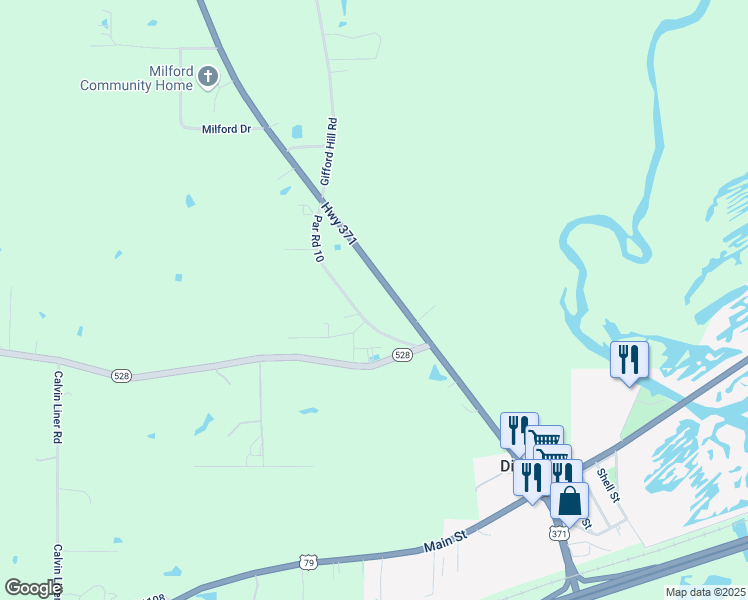 map of restaurants, bars, coffee shops, grocery stores, and more near 195 Newt Brown Road in Minden