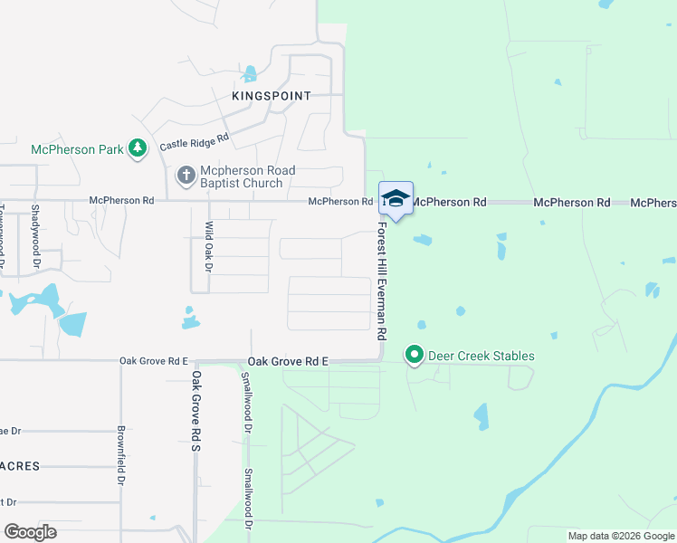 map of restaurants, bars, coffee shops, grocery stores, and more near 10500-10898 Forest Hill Everman Road in Burleson