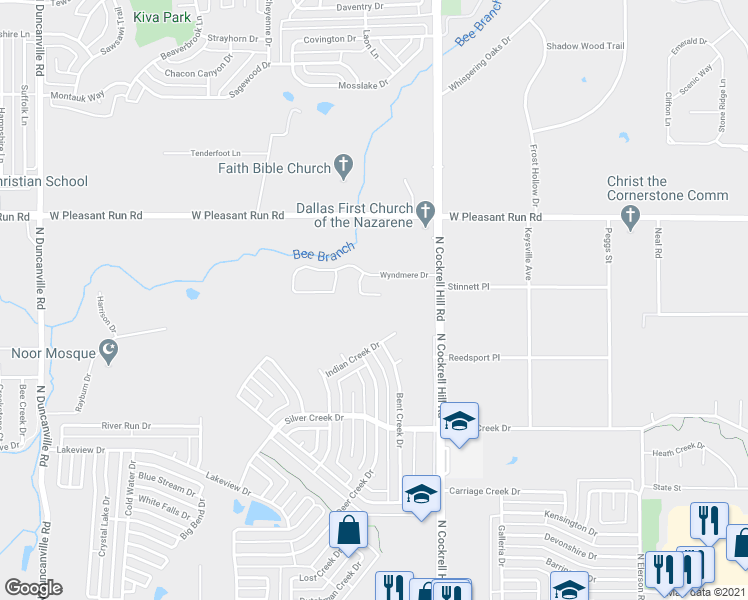 map of restaurants, bars, coffee shops, grocery stores, and more near 1404 Waterford Ct in DeSoto