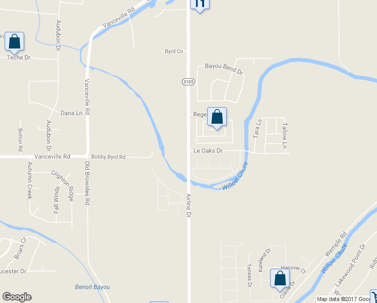map of restaurants, bars, coffee shops, grocery stores, and more near 5154 Airline Drive in Bossier City