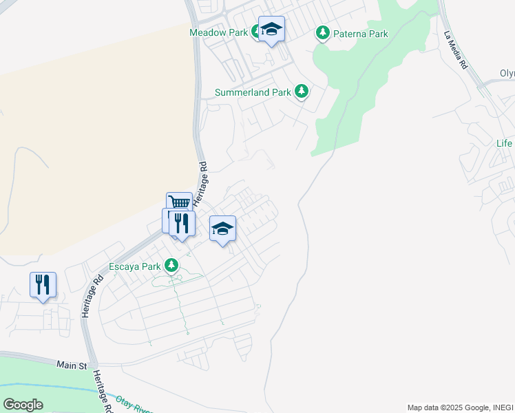 map of restaurants, bars, coffee shops, grocery stores, and more near 1291 Camino Carmelo in Chula Vista