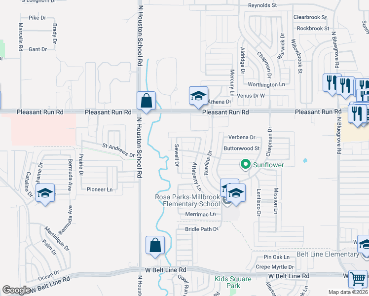 map of restaurants, bars, coffee shops, grocery stores, and more near 819 Tifton Court in Lancaster