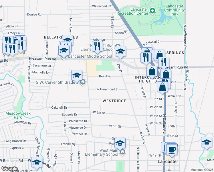 map of restaurants, bars, coffee shops, grocery stores, and more near 564 West Hammond Street in Lancaster