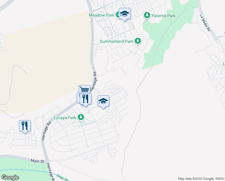 map of restaurants, bars, coffee shops, grocery stores, and more near 1291 Camino Carmelo in Chula Vista