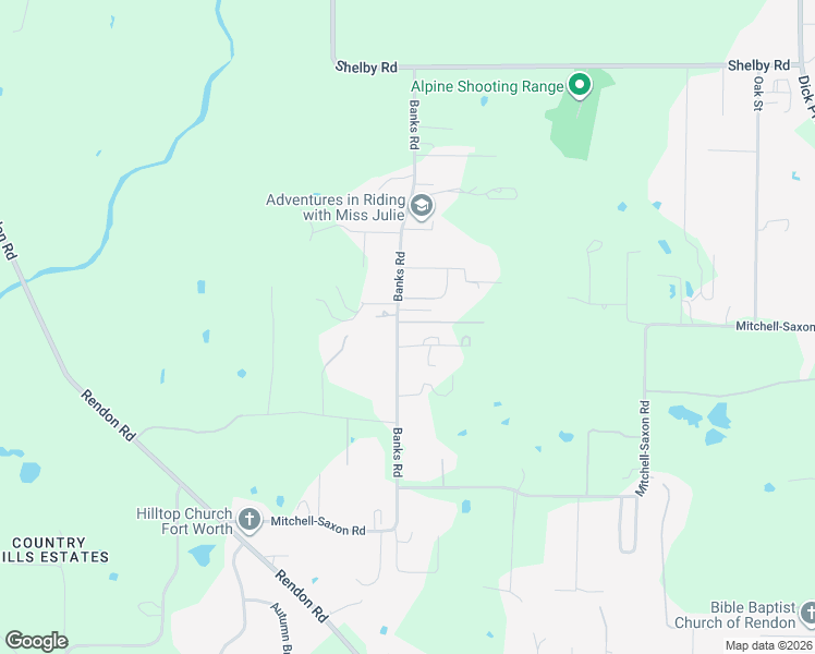 map of restaurants, bars, coffee shops, grocery stores, and more near 5665 Banks Road in Fort Worth