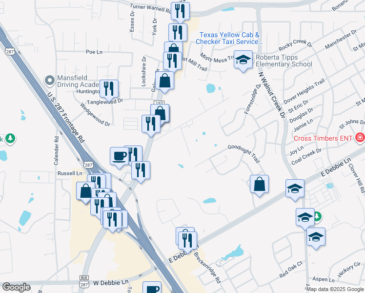 map of restaurants, bars, coffee shops, grocery stores, and more near 761 Moore Road in Mansfield