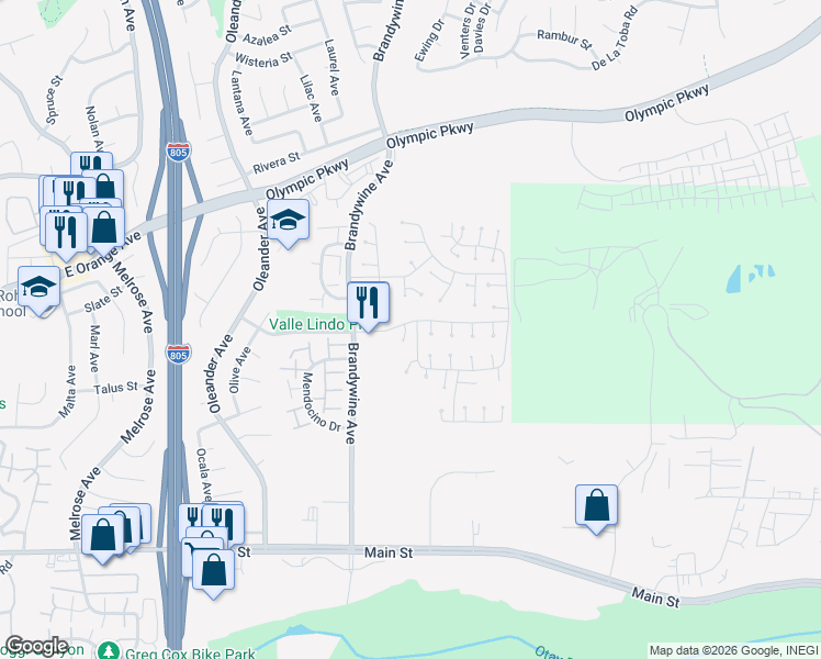 map of restaurants, bars, coffee shops, grocery stores, and more near 643 Sequoia Street in Chula Vista