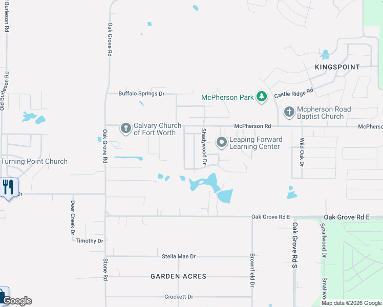map of restaurants, bars, coffee shops, grocery stores, and more near 10601 Towerwood Drive in Fort Worth