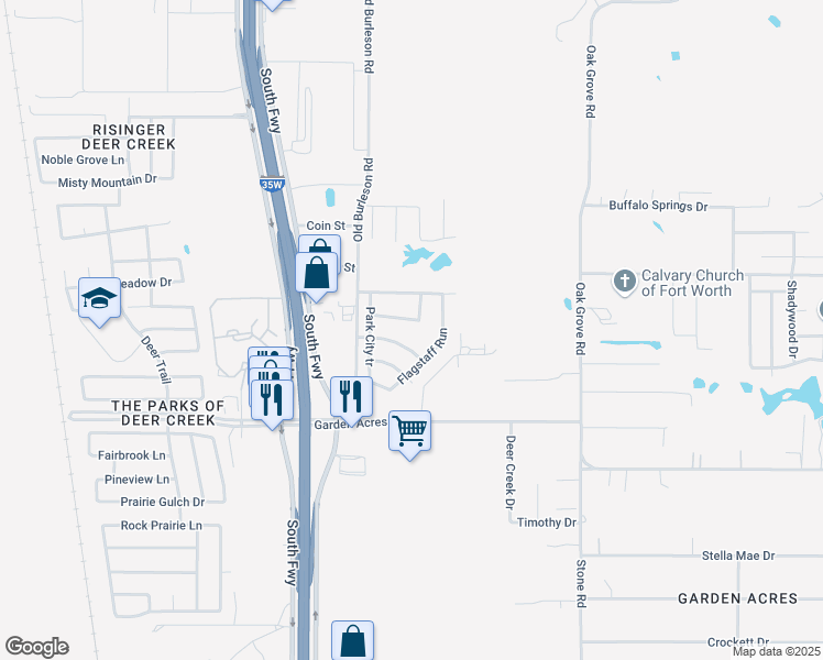 map of restaurants, bars, coffee shops, grocery stores, and more near 236 Crescent Ridge Drive in Fort Worth